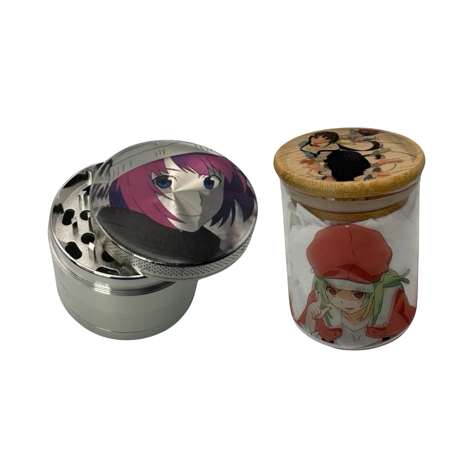 Monogatari Anime Spice Grinder, Stash Jar, Rolling Tray Set - spicedanime
