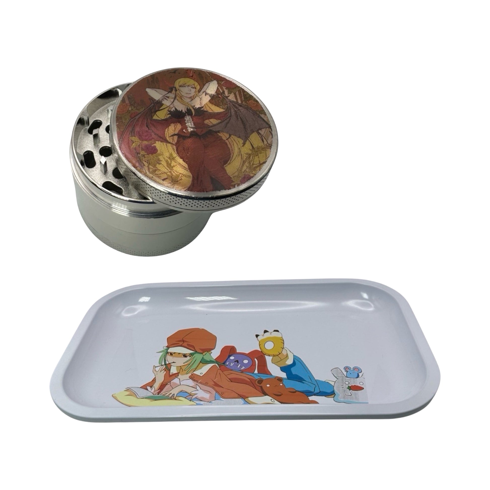 Monogatari Anime Spice Grinder, Stash Jar, Rolling Tray Set - spicedanime