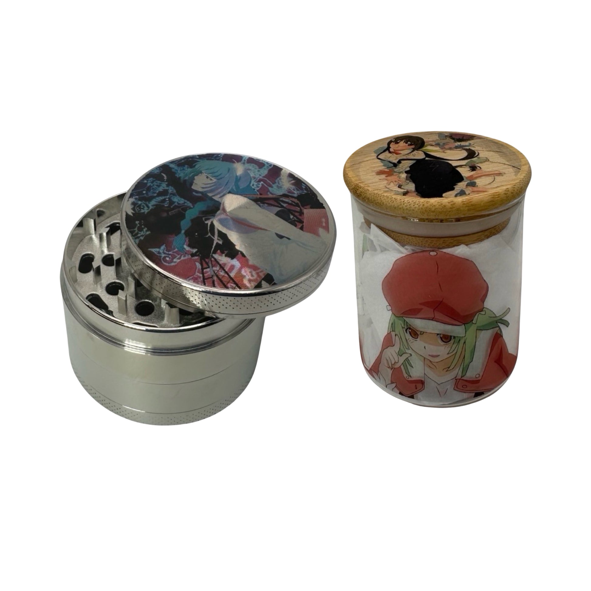 Monogatari Anime Spice Grinder, Stash Jar, Rolling Tray Set - spicedanime