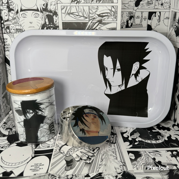 Sasuke Uchiha Grinder, Jar, Rolling Tray Set