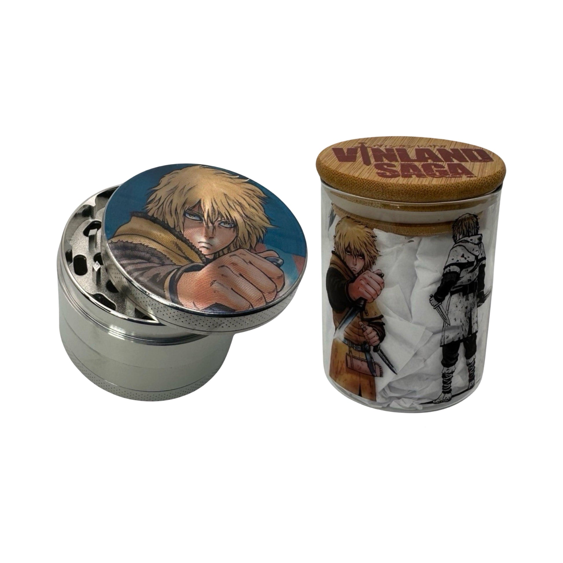 Vinland Saga Anime Herb Grinder, Stash Jar, Rolling Tray Set - spicedanime