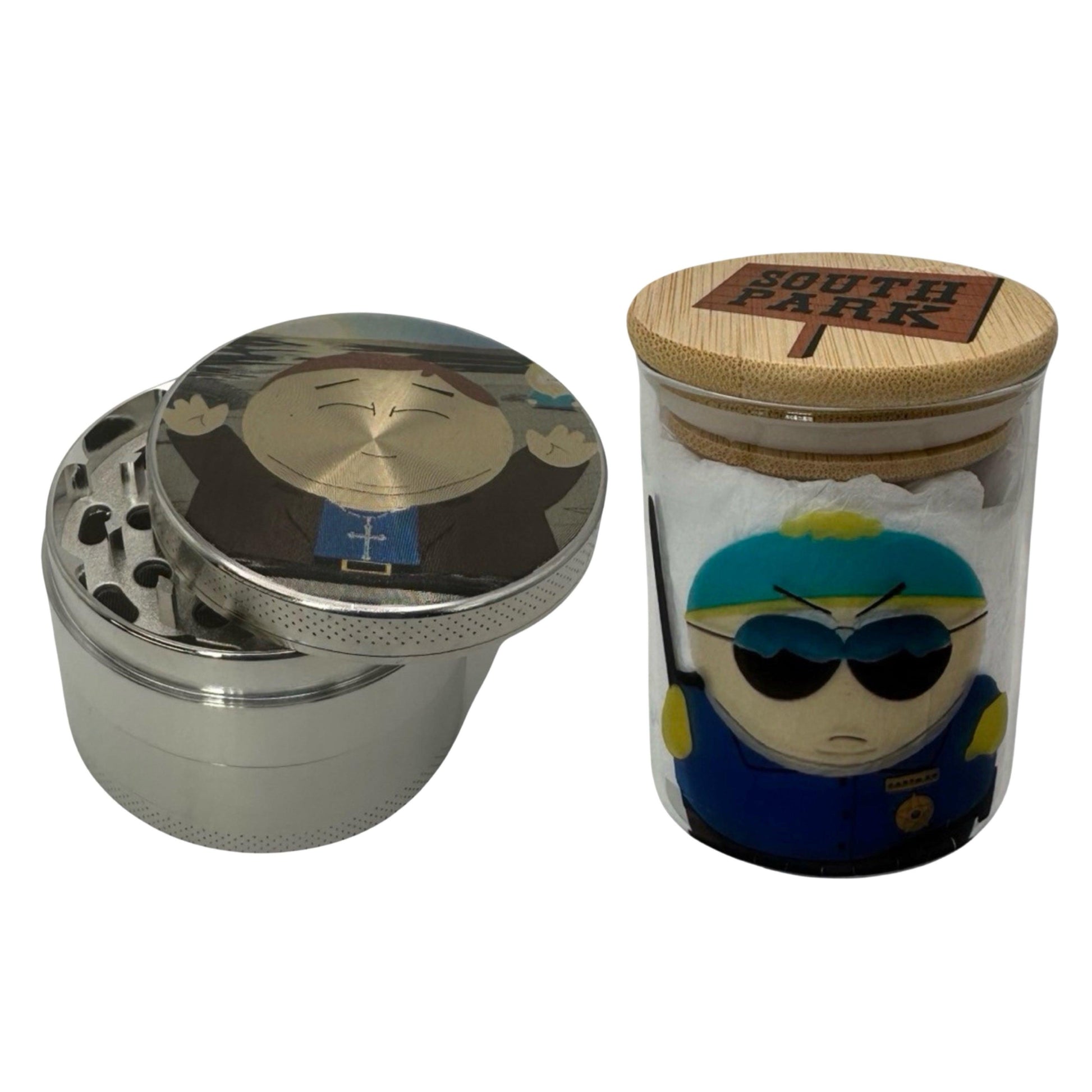 South Park Cartoon Spice Grinder, Stash Jar, Rolling Tray Set - spicedanime