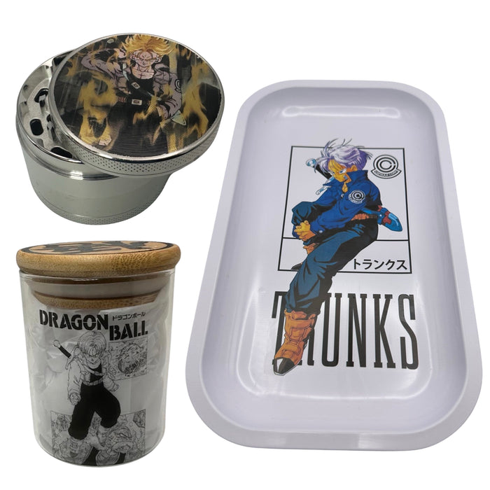 Super Saiyan Trunks Grinder, Jar, Rolling Tray Set