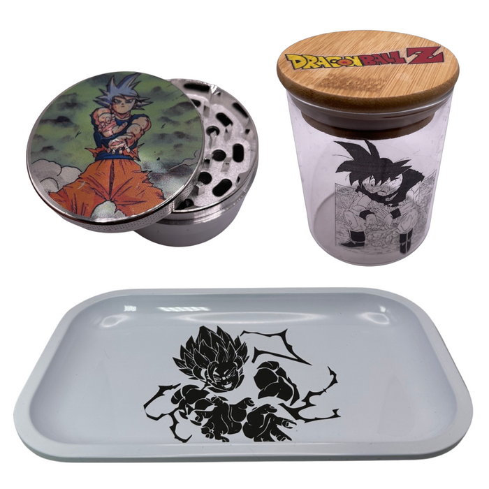 Dragon Ball Z Anime Spice Grinder, Stash Jar, Rolling Tray Set - spicedanime